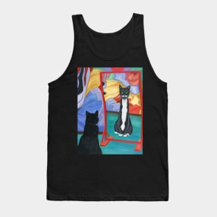 Tuxedo Cat in Fun House Skinny Mirror Tank Top